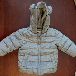 Cozy Gray Puffer Jacket with Bear Ears- Rokka & Rolla